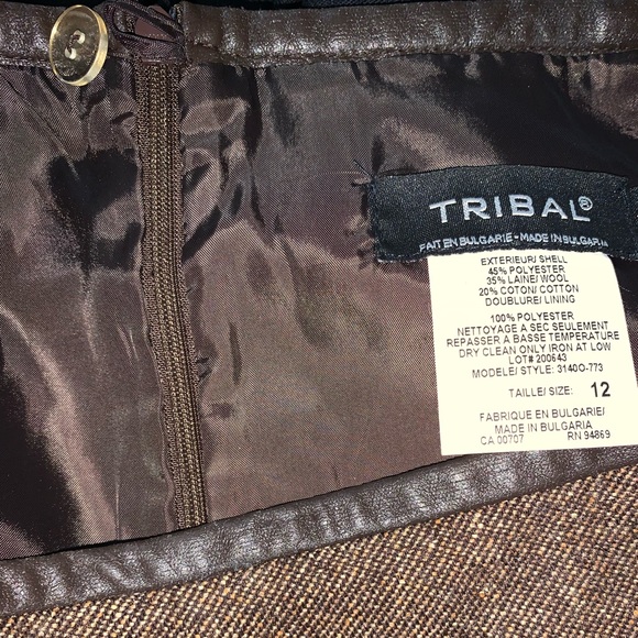 Tribal Brown Wool Blend Pencil Skirt Size 12 Lined Career Office Classic - Picture 9 of 9